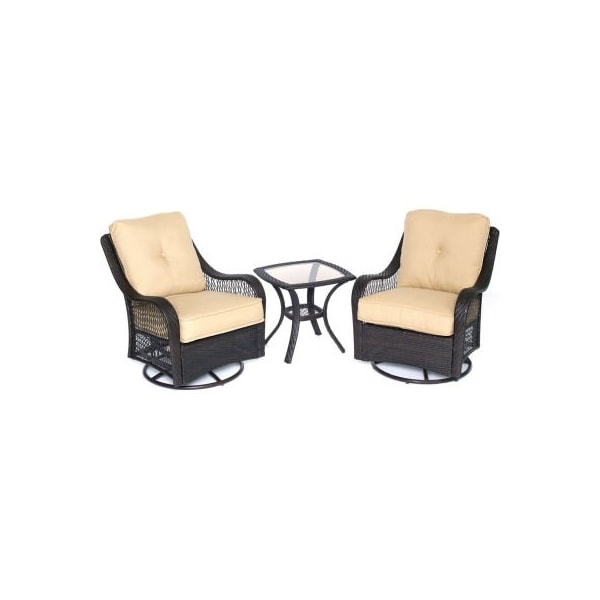 Almo Fulfillment Services Hanover&3174; Orleans 3 Piece Swivel Rocking Chat Set, Sahara Sand/French Roast ORLEANS3PCSW-B-TAN - main